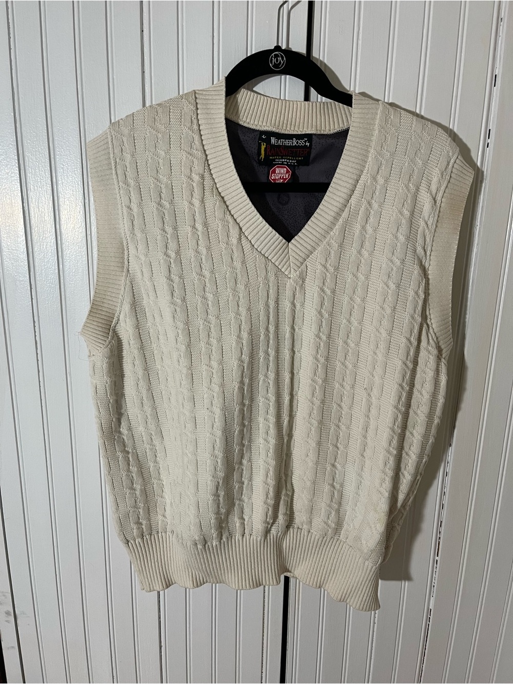 Cream Cable-Knit V-Neck Sweater Vest for Men